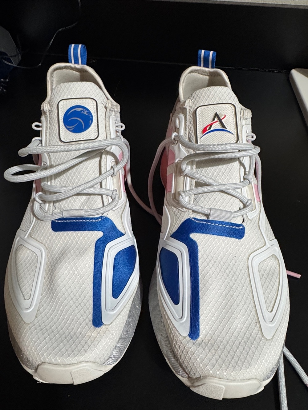 adidas White Sneakers with Blue and Pink Accents